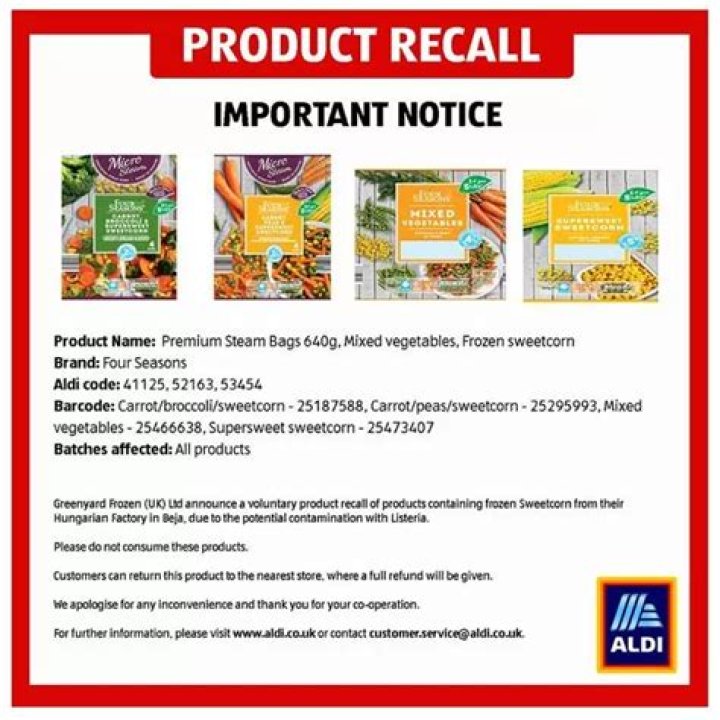 Are there any recalls from Aldi?