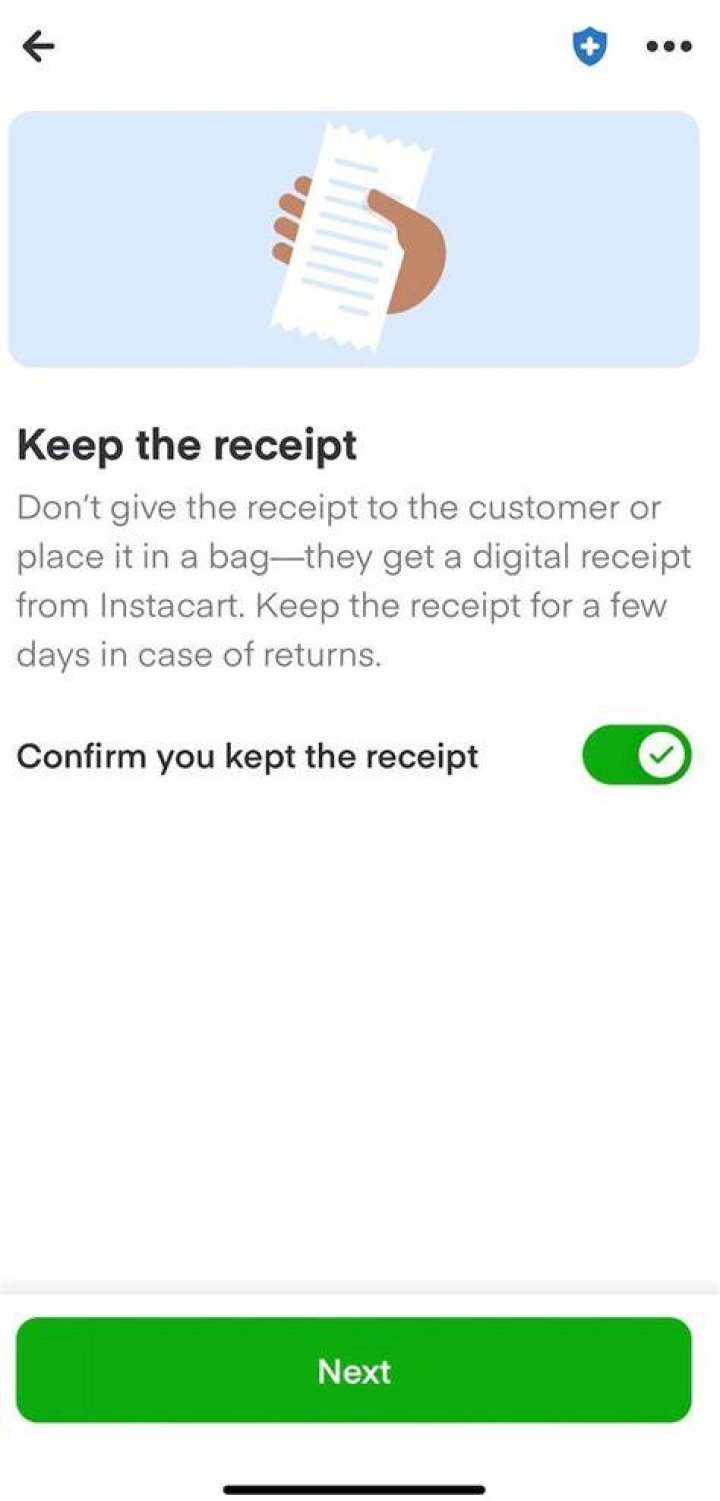 Do you give customer receipt Instacart?