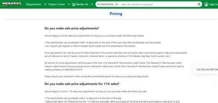 Does Menards do price adjustments?