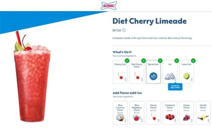 Does Sonic diet cherry limeade have carbs?