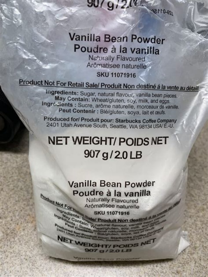 Does vanilla bean powder at Starbucks have sugar?