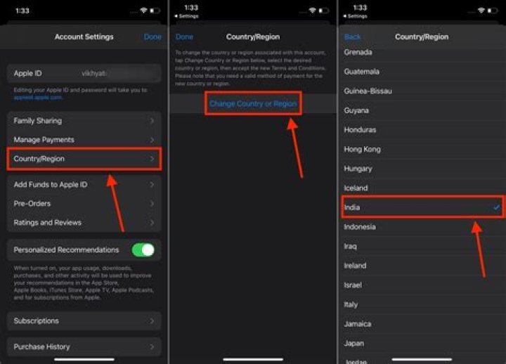 How do I change my app Store country on Android?