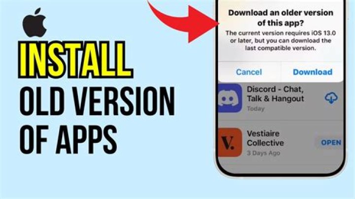How do I download an older version of an app?