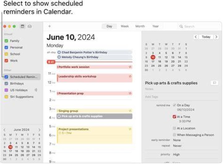 How do I show calendar reminders on Mac?