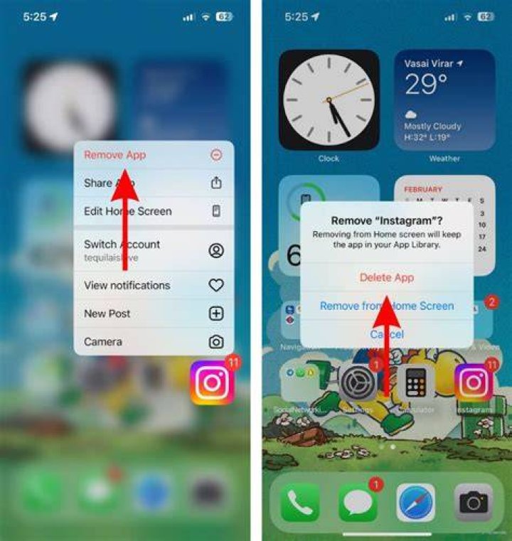How do I uninstall Instagram update on iPhone?