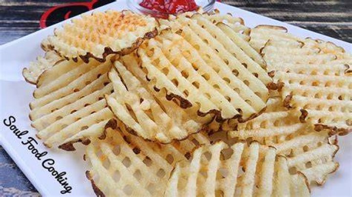 How do you cut waffle fries with a mandolin?