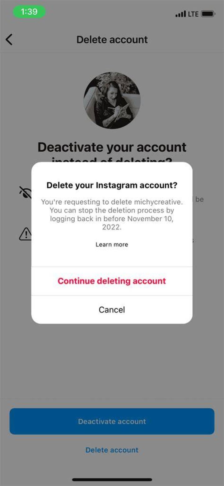 How do you know if Instagram deleted your account?