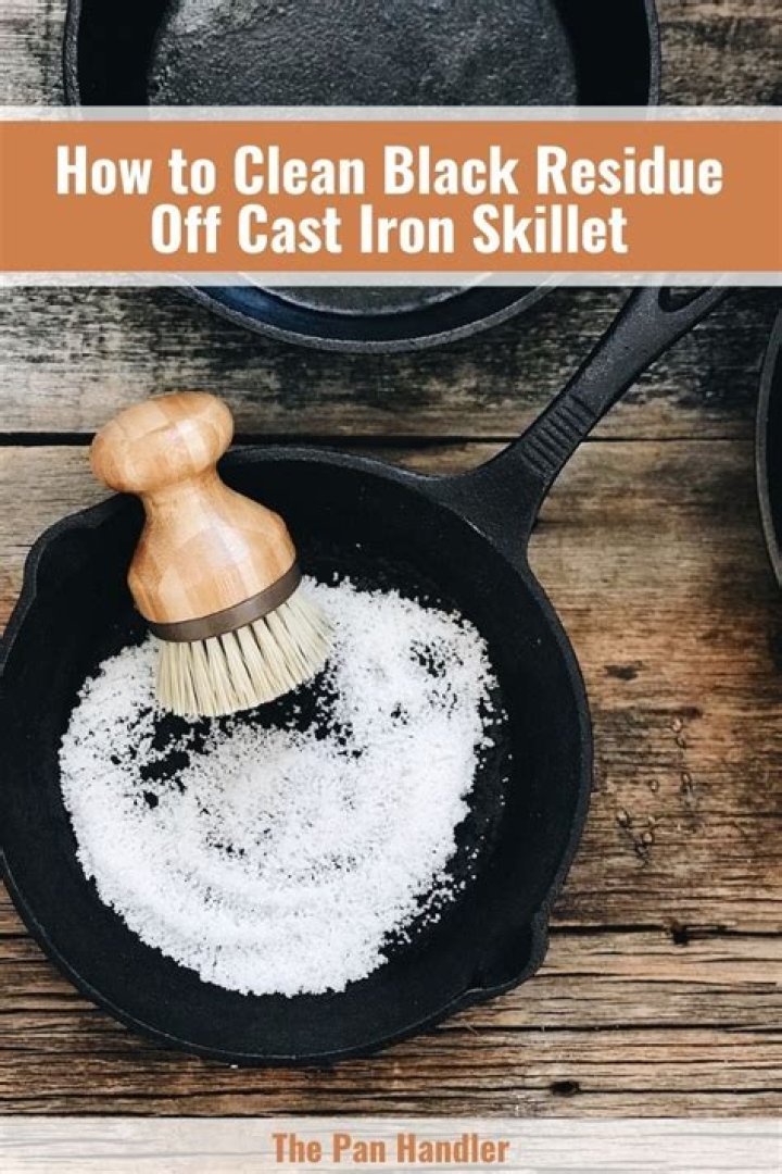 How do you remove black residue from cast iron?