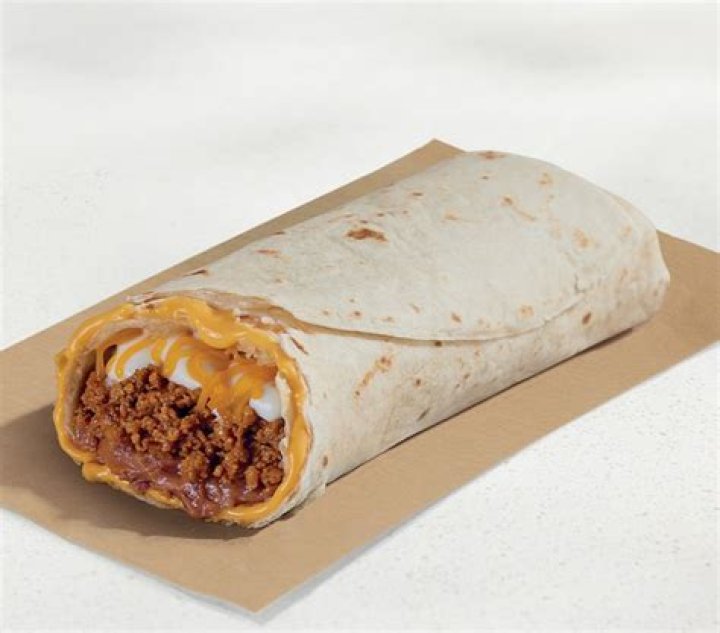 How many calories are in a beefy 5-layer burrito without beans?