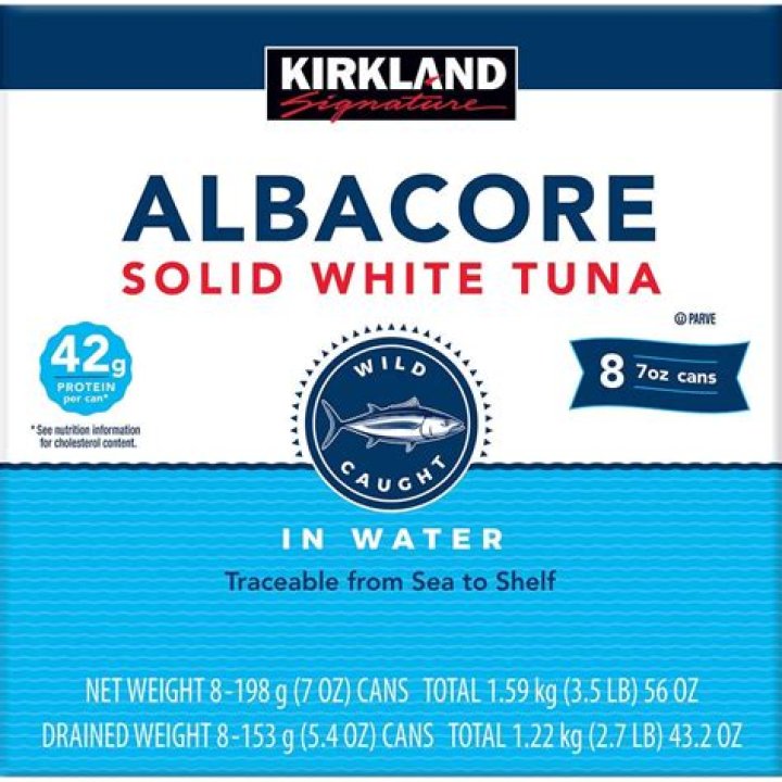 How many calories are in a can of Kirkland albacore tuna?