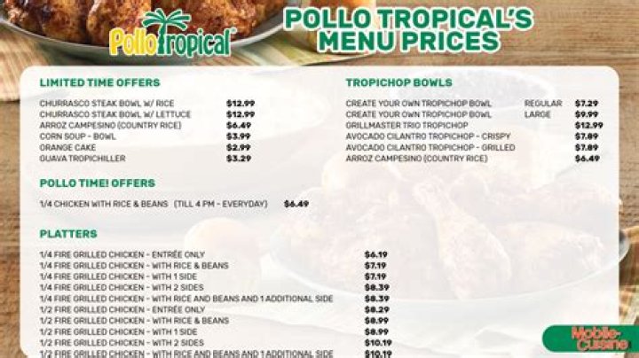 How many calories are in a large TropiChop from Pollo Tropical?