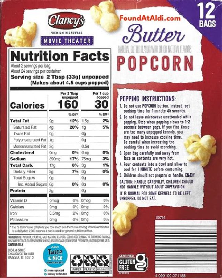How many calories are in a microwave bag of Skinny Pop?