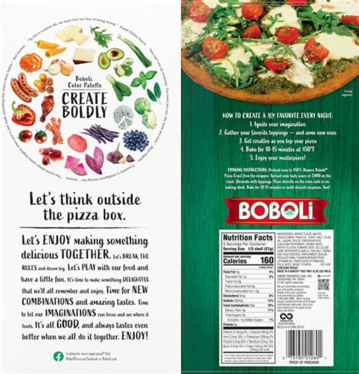 How many calories are in a small Boboli pizza crust?