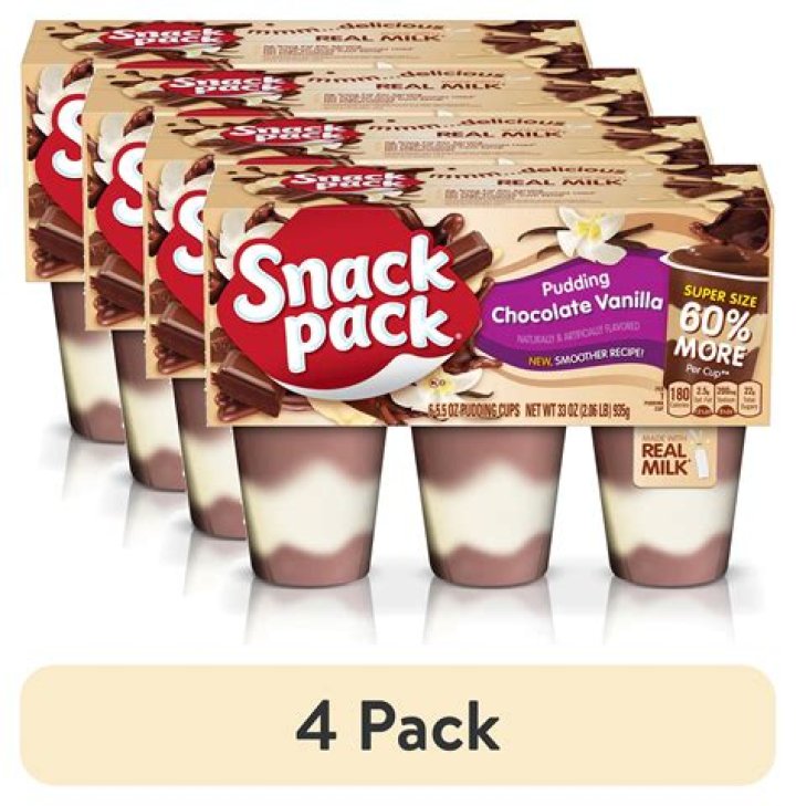 How many calories are in a snack pack chocolate vanilla pudding?