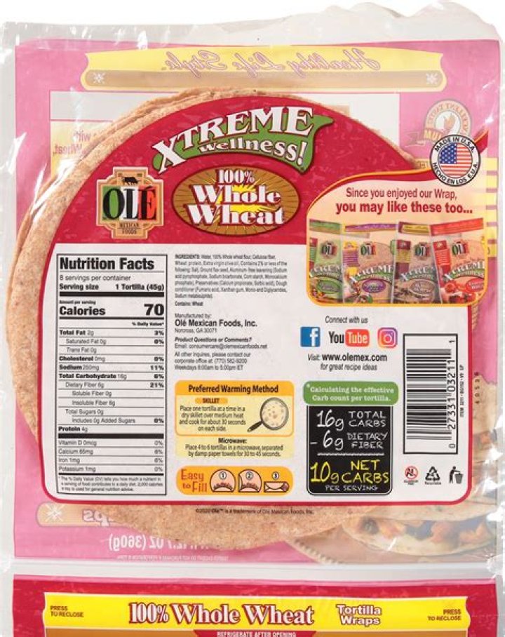 How many calories are in a Xtreme wellness wrap?