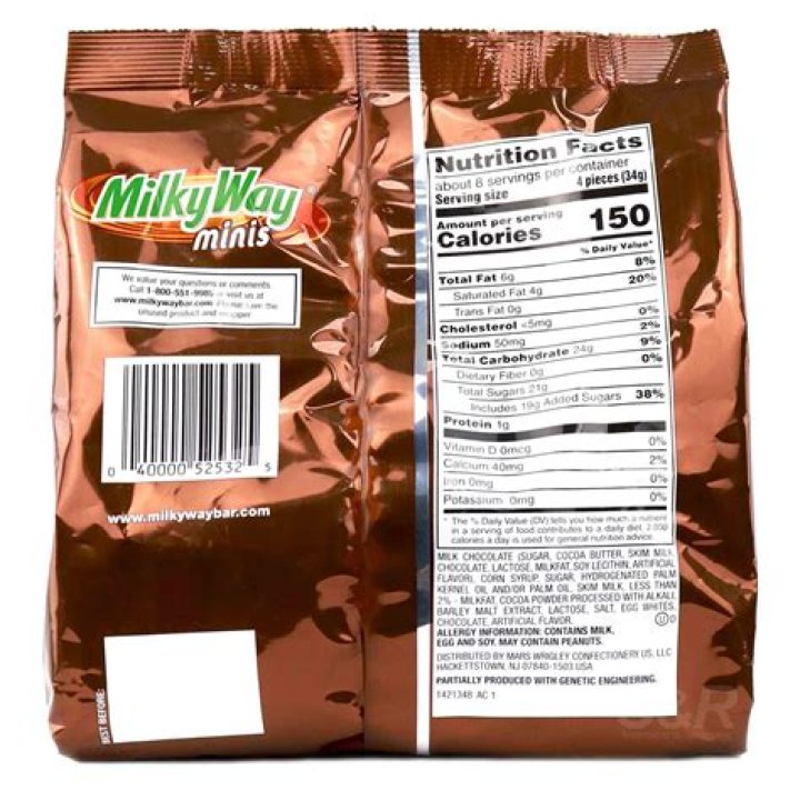 How many carbs are in a bite size Milky Way?