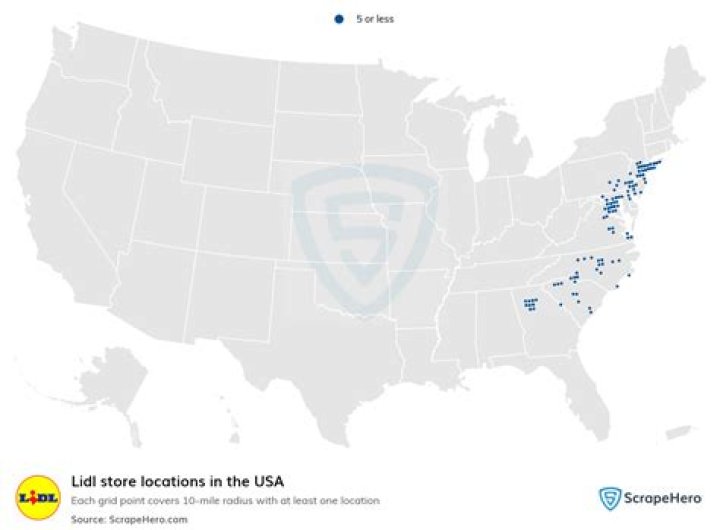 How many Lidl locations are there in America?