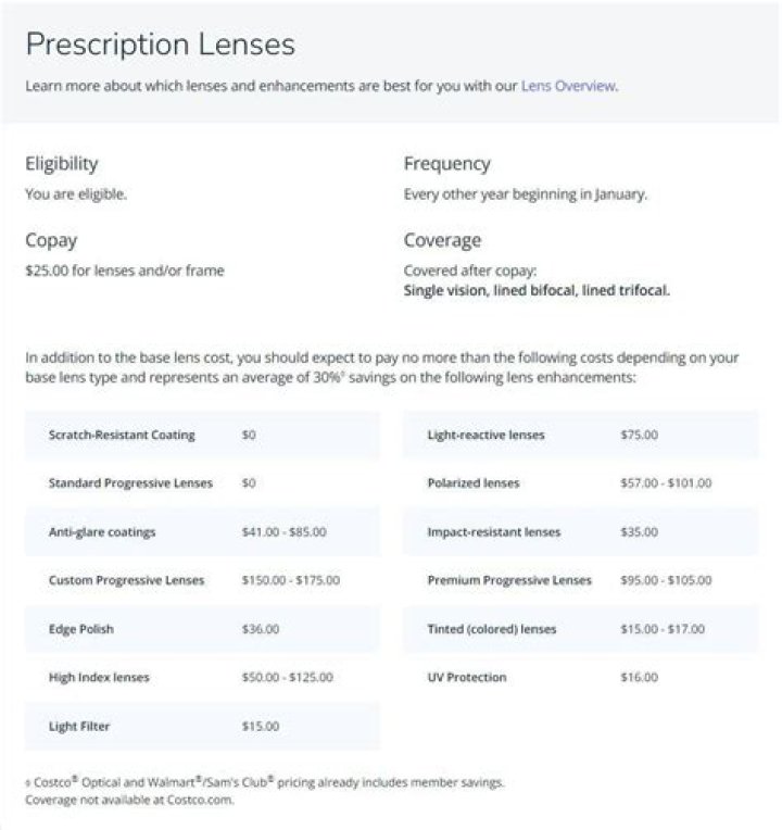 How much are Costco HD progressive lenses?