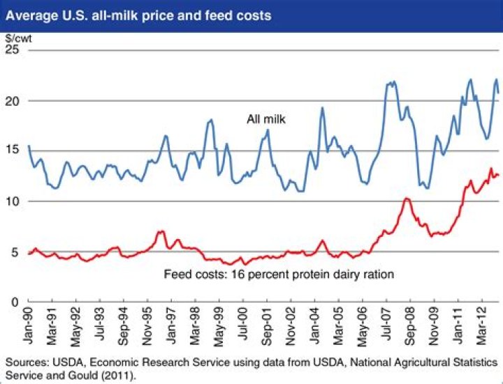 How much did milk cost in 2005?