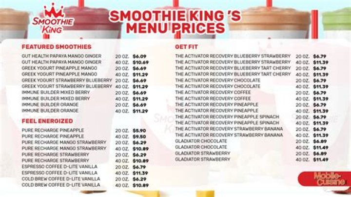 How much does a 20 oz smoothie from Smoothie King Cost?