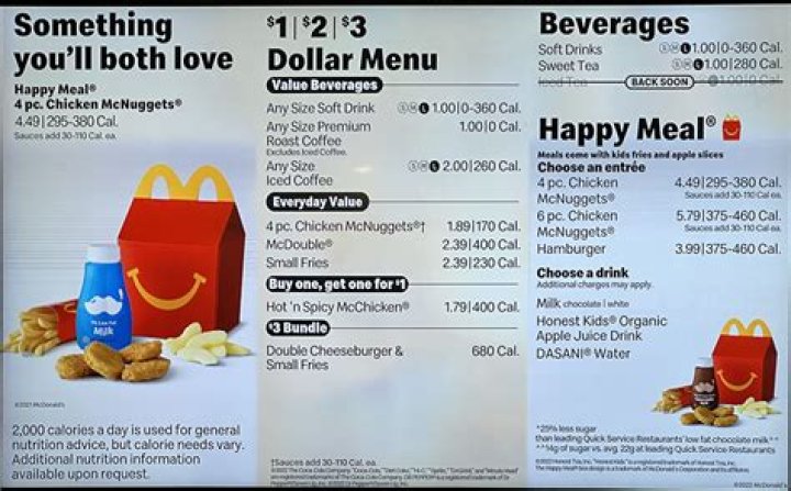 How much does a Happy Meal cost 2021?