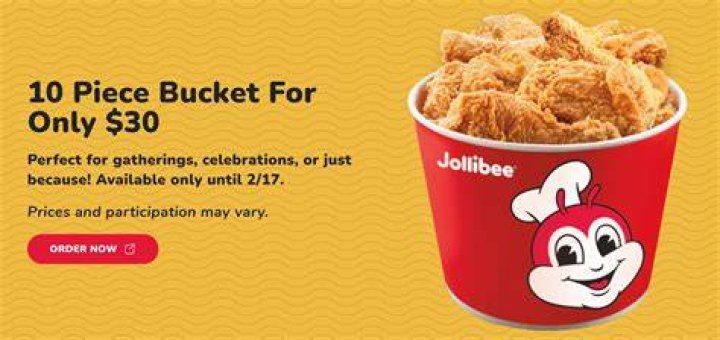 How much is a 10 piece chicken bucket at Jollibee?