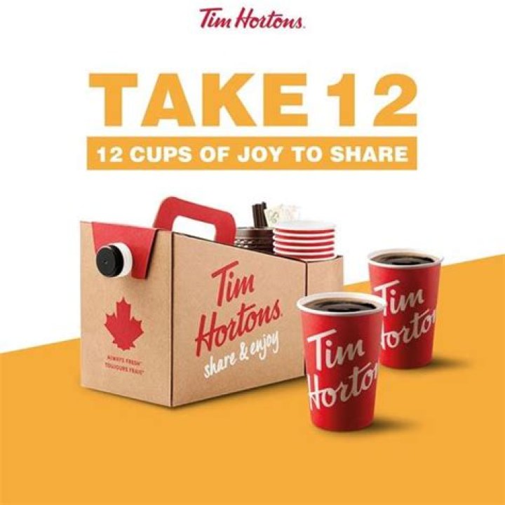 How much is a take 12 at Tim Hortons?