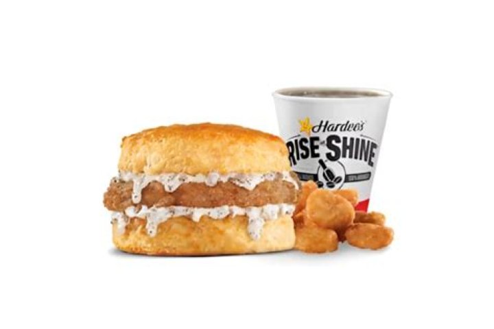 How much is Hardee’s pork chop and gravy biscuit?