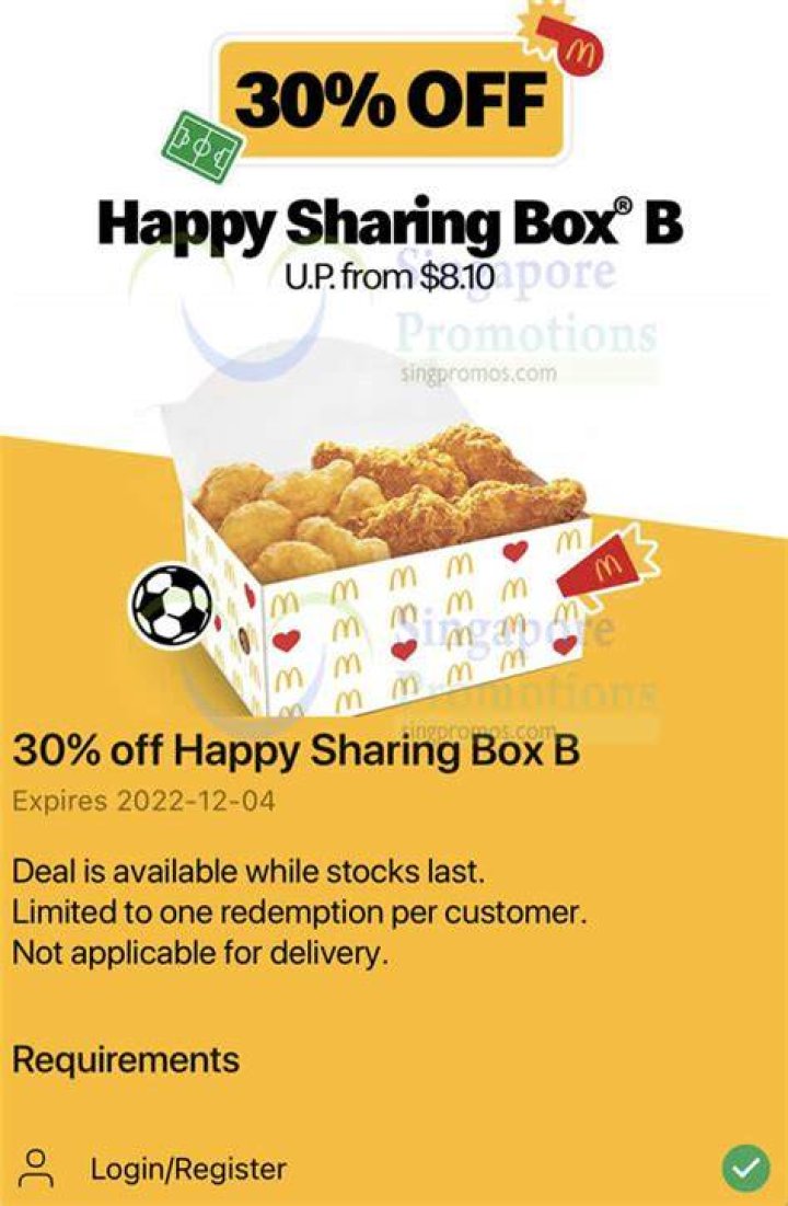 How much is Mcdonalds happy sharing Box A?
