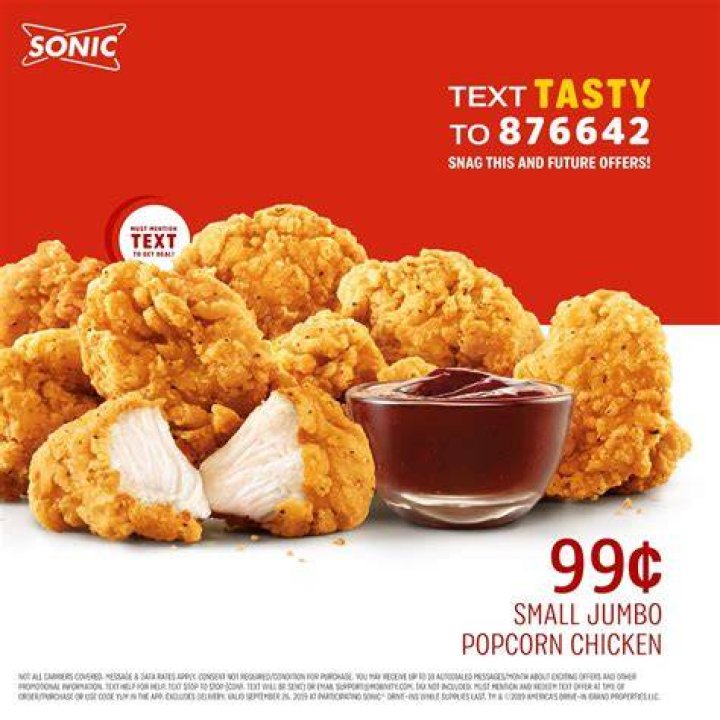 How much is the jumbo popcorn chicken combo at Sonic?