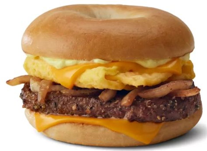 How much protein in a steak egg and cheese bagel from McDonald’s?