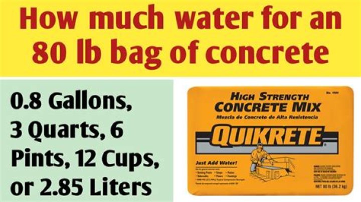 How much water do I need for a 60 pound bag of concrete?