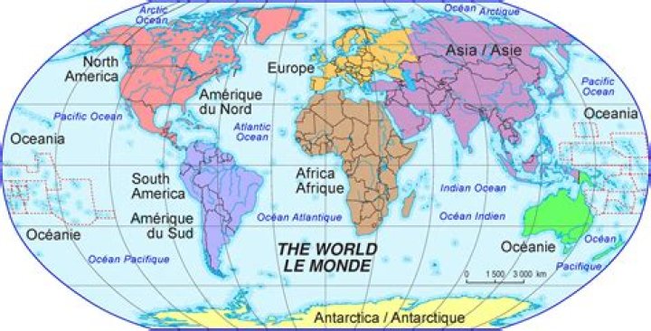 Quels sont les 5 continents dans le monde ?