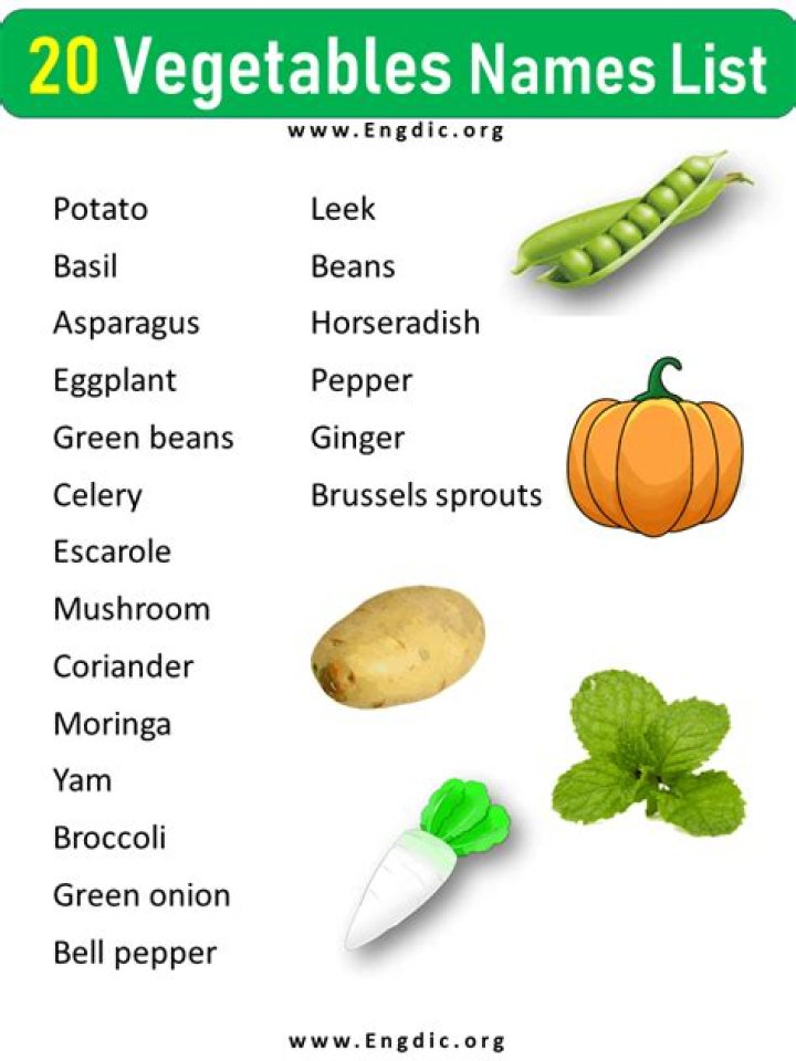 What are the 20 vegetables?