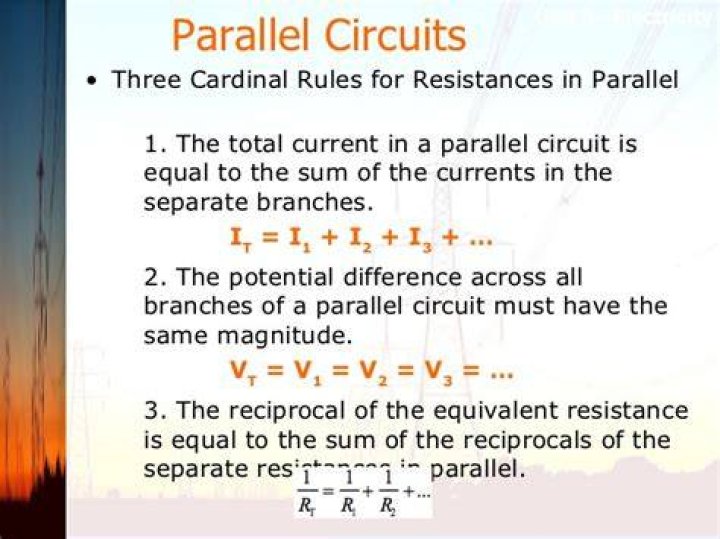 What are the 3 rules for parallel circuits?