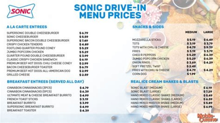 What are the prices at Sonic?