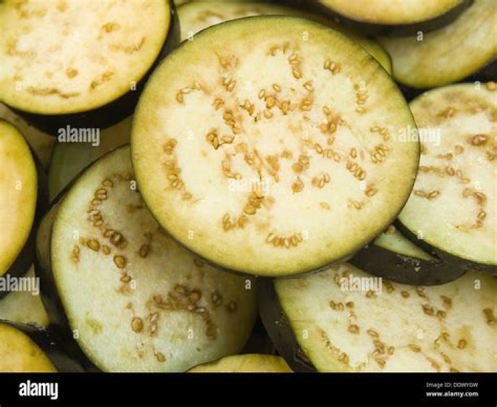 What does a ripe eggplant look like inside?