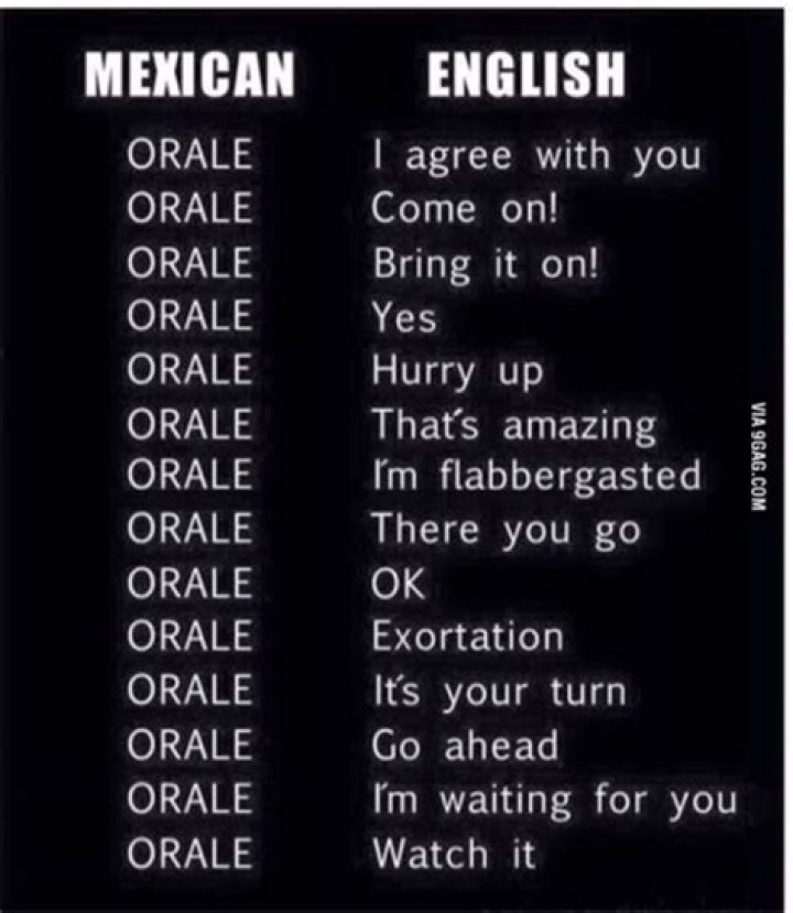 What does Orale mean in texting?