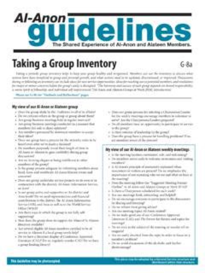 What is a group inventory in AA?