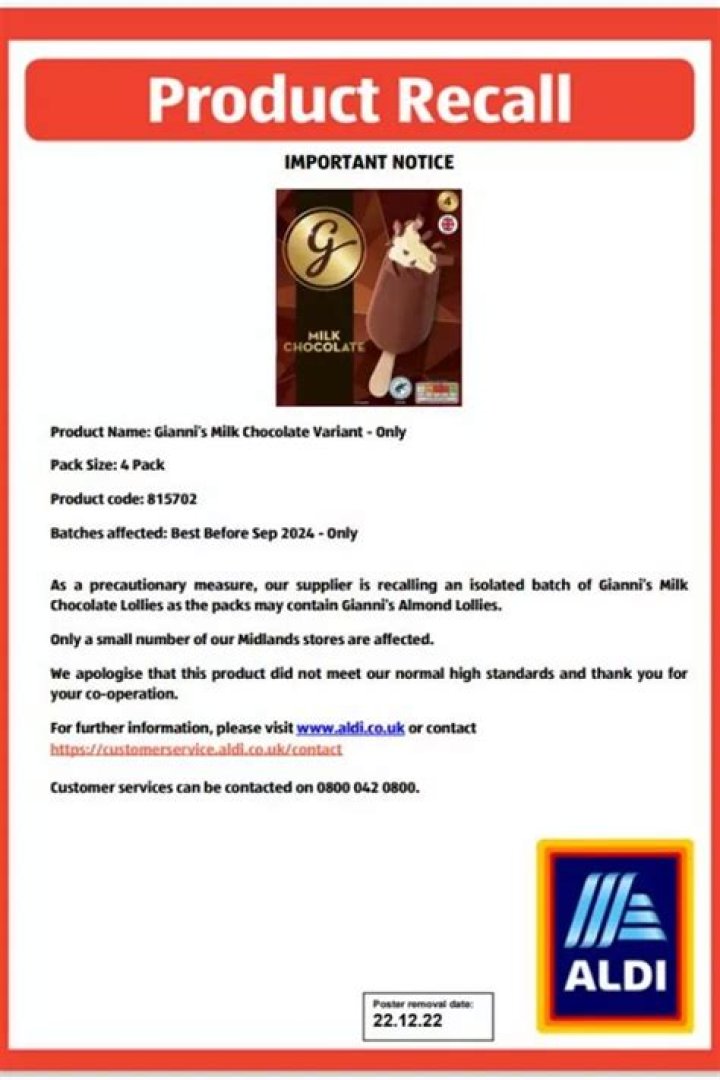 What is Aldi recalling?