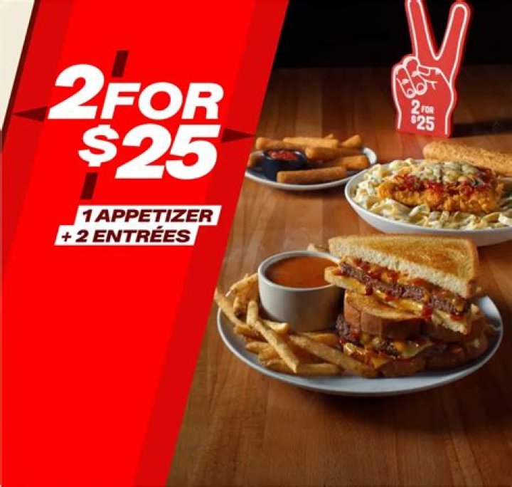 What is on the Applebee’s 2 for 25 menu?