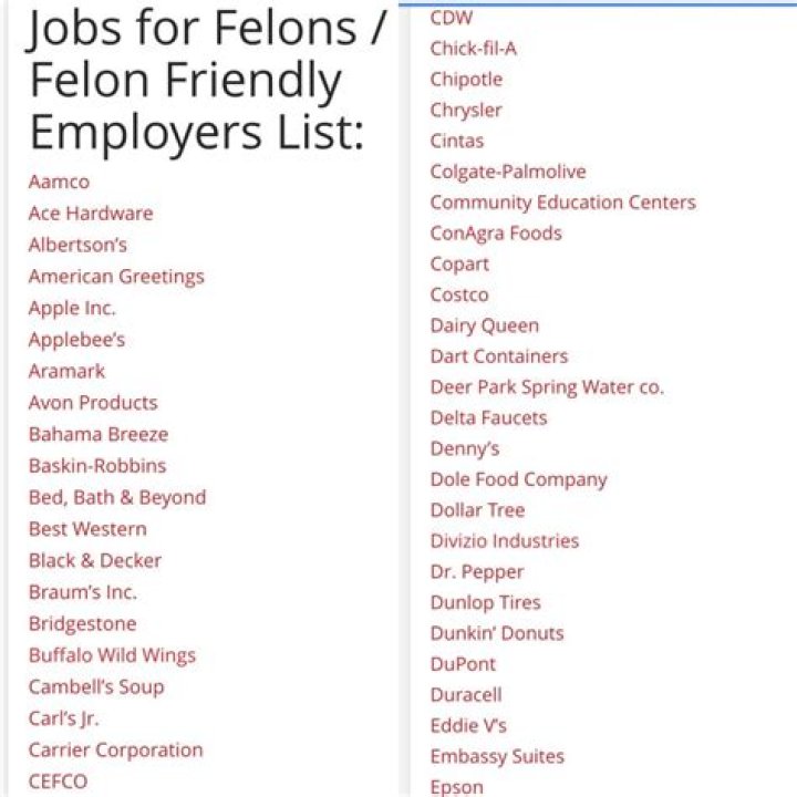 What jobs can a felon work?