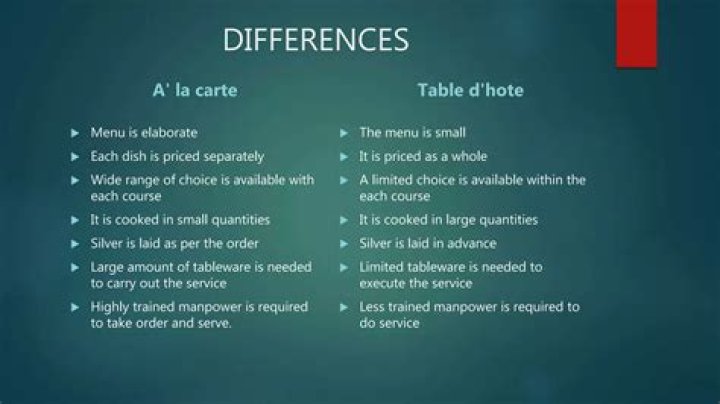 What’s the difference between a la carte and set menu?