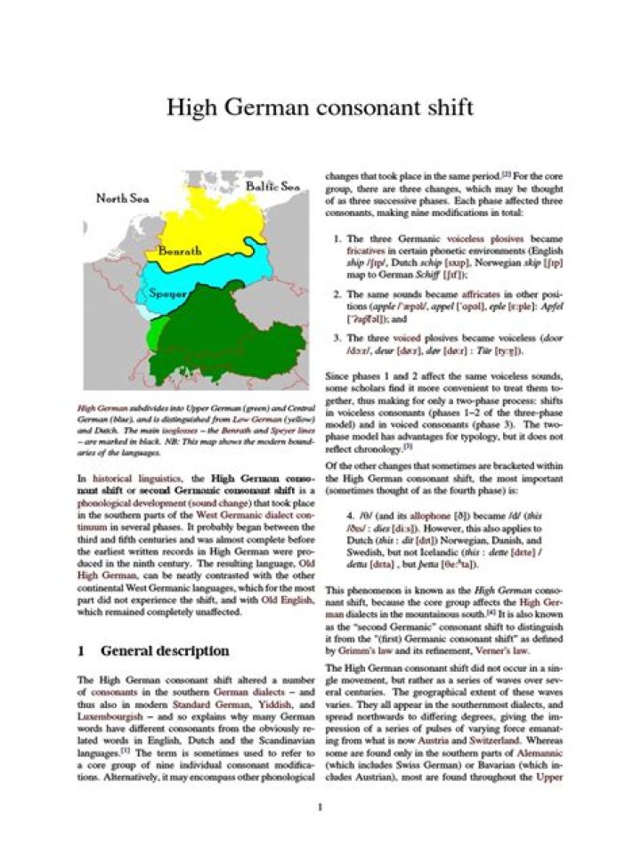 What was the high german consonant shift?