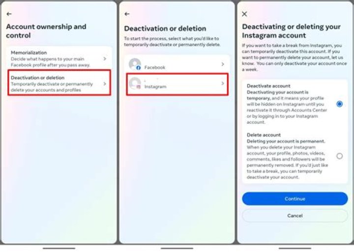What will happen if you deactivate your Instagram account?