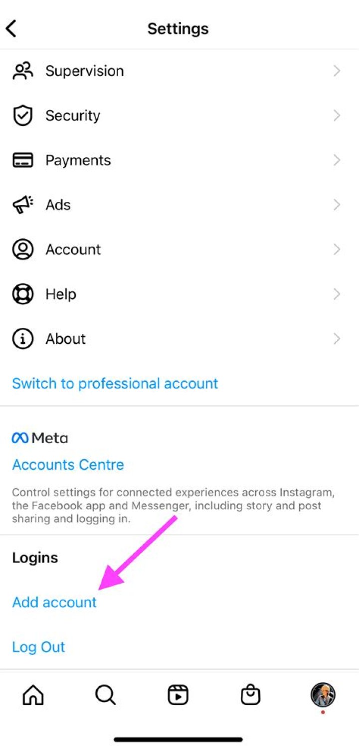 When I log into my second account on Instagram it just logs into my first account how do I get onto my second account?