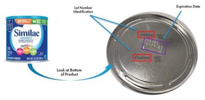 Where is the lot number on Similac formula?