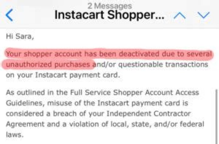 Why has my Instacart account been deactivated?